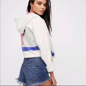 Free People Soft and Relaxed Cut Off Denim Shorts in Ocean Blue